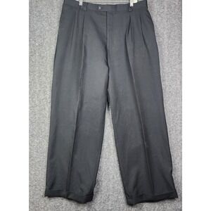 Stacy Adams Dress Pants Mens 40R Black Pleated Cuffed High Rise Classic Fit